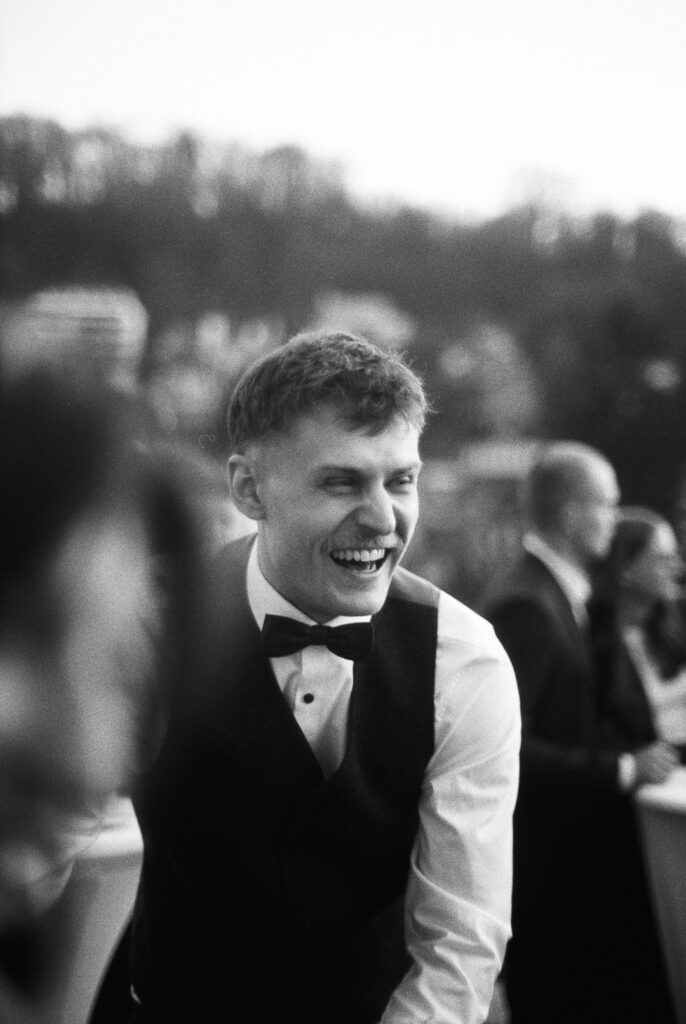 Hochzeitsfoto auf Schwarz Weiß Film